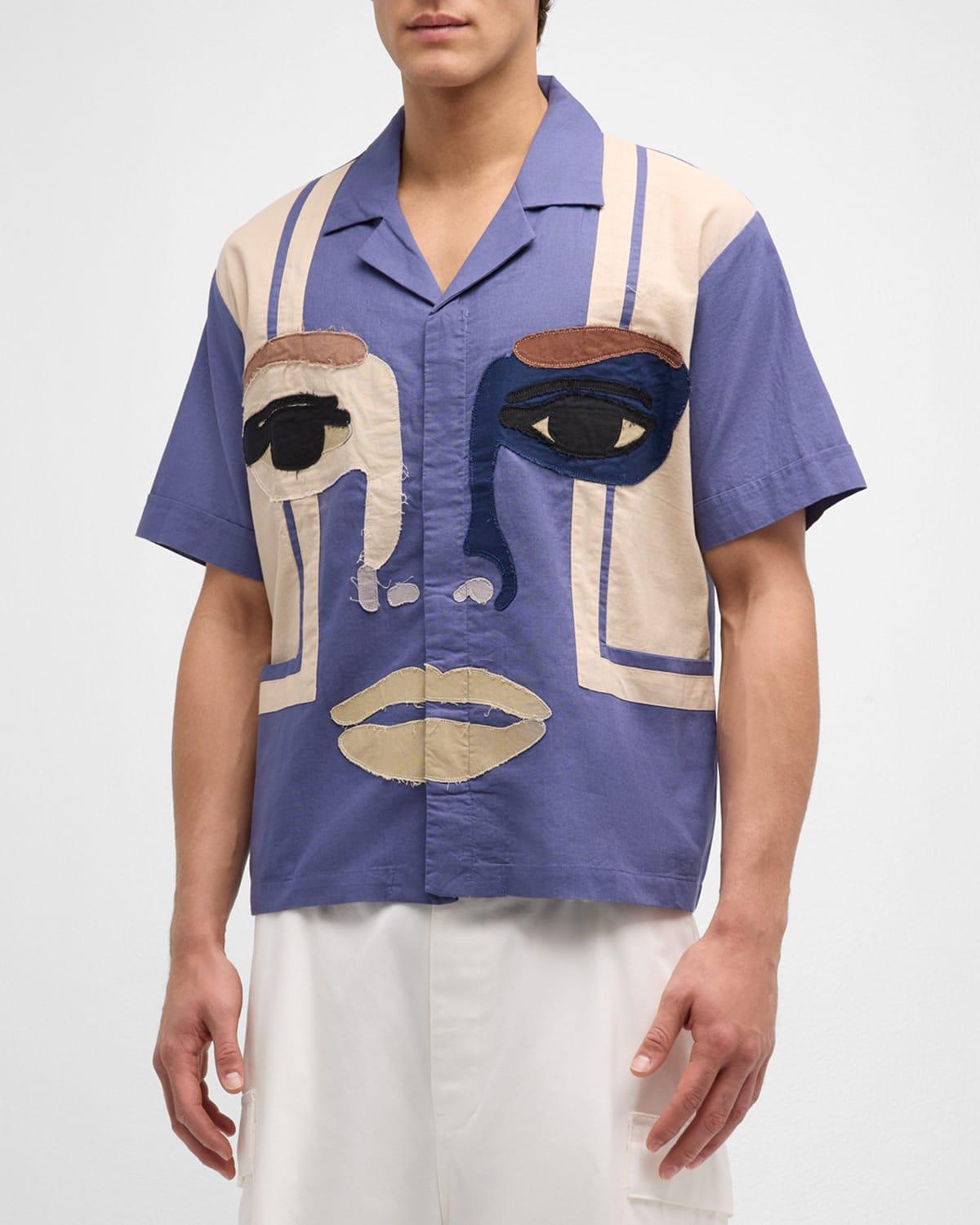 Mens Patchwork Face Camp Shirt Product Image