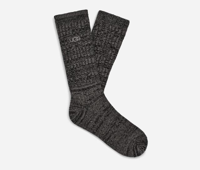 UGG Mens Trey Rib Knit Slouchy Crew Polyester Blend Socks in Black Product Image