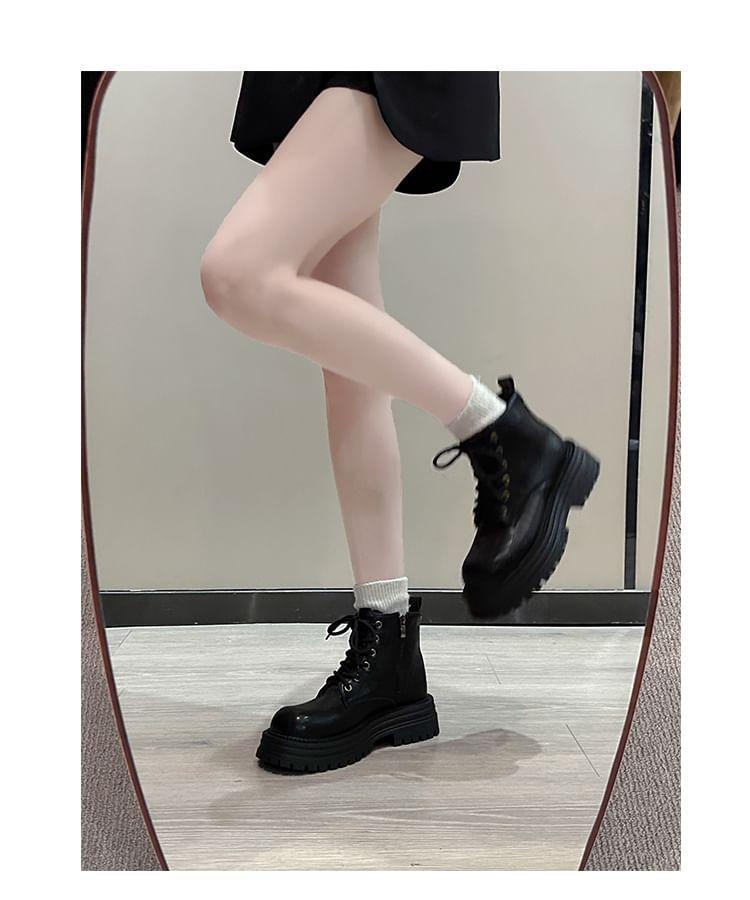 Faux Leather Platform Short Boots Product Image