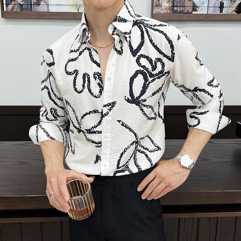 Floral Print Button-Up Shirt Product Image