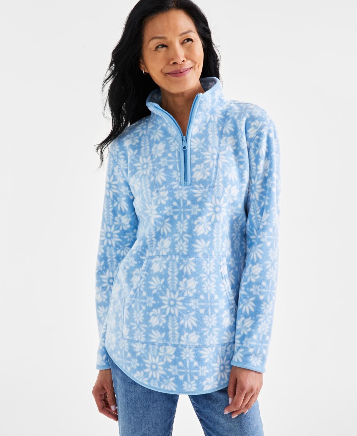 Style & Co Womens Printed Quarter Zip Polar Fleece, Created for Macys Product Image