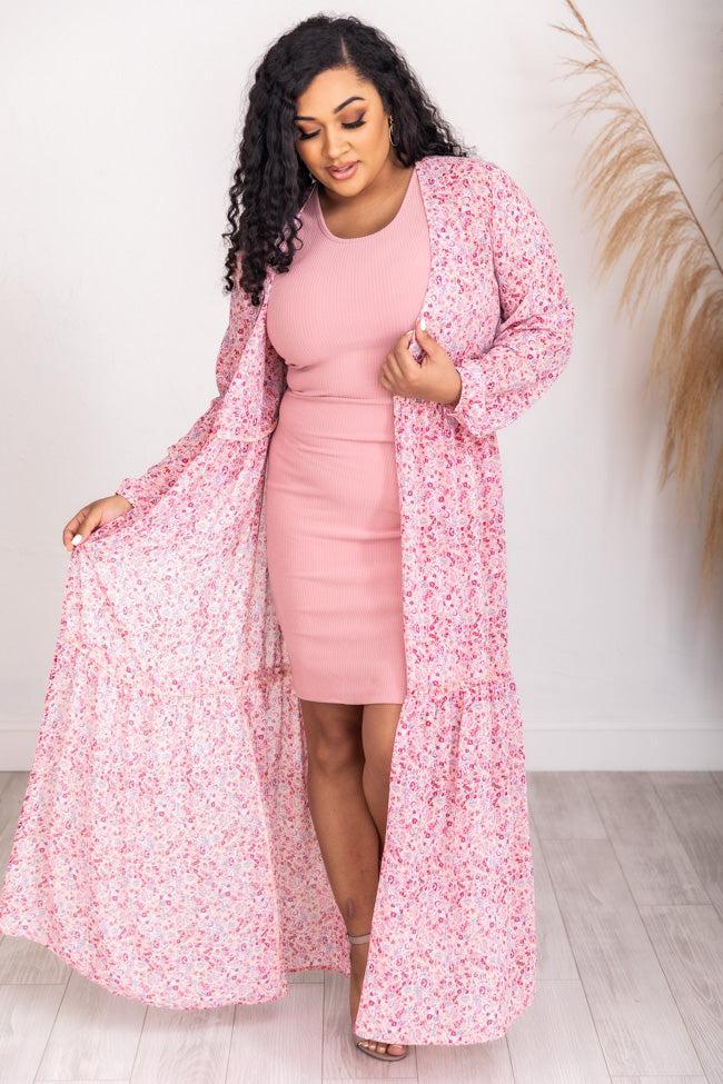 Valley Flower Pink Duster Floral Kimono FINAL SALE Product Image