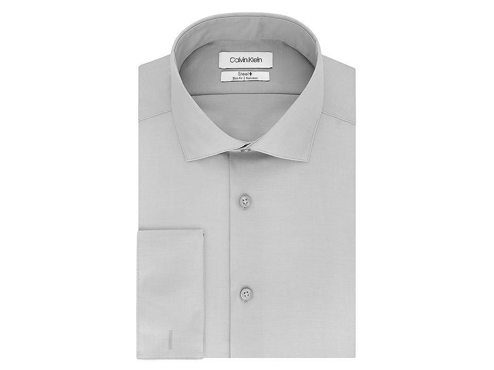 Calvin Klein Men's Dress Shirt Slim Fit Non Iron Solid French Cuff (Smoke) Men's Long Sleeve Button Up Product Image