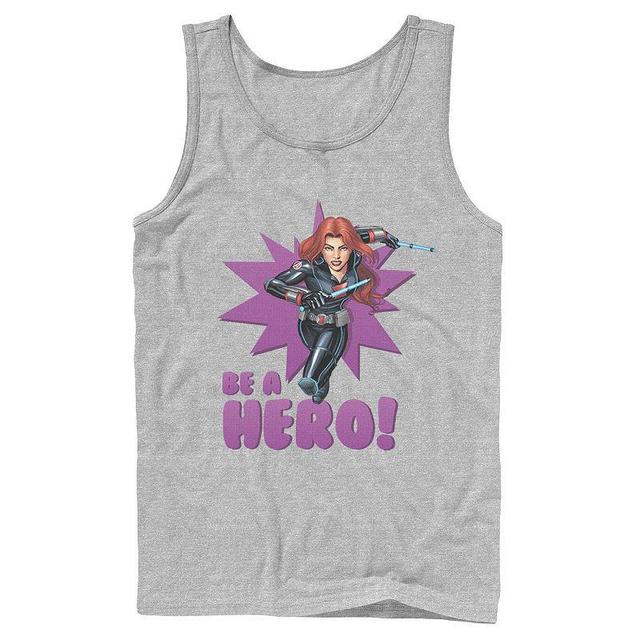 Mens Marvel Black Widow Avengers Assemble BE A HERO! Tank Top Athletic Grey Product Image