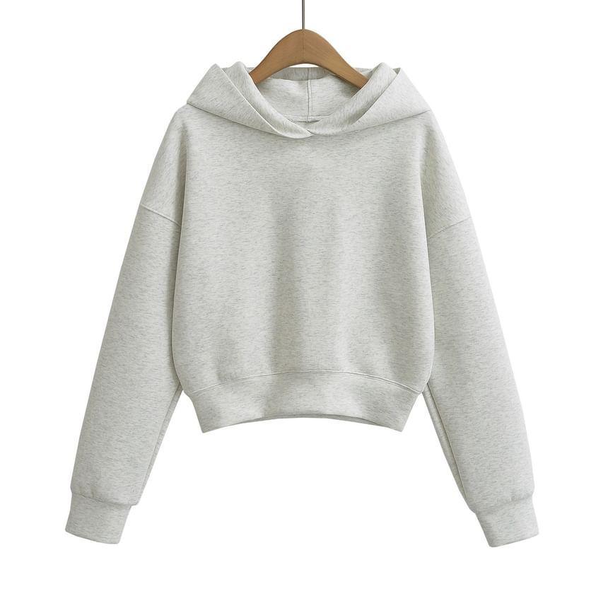 Crewneck Plain Crop Hoodie Product Image