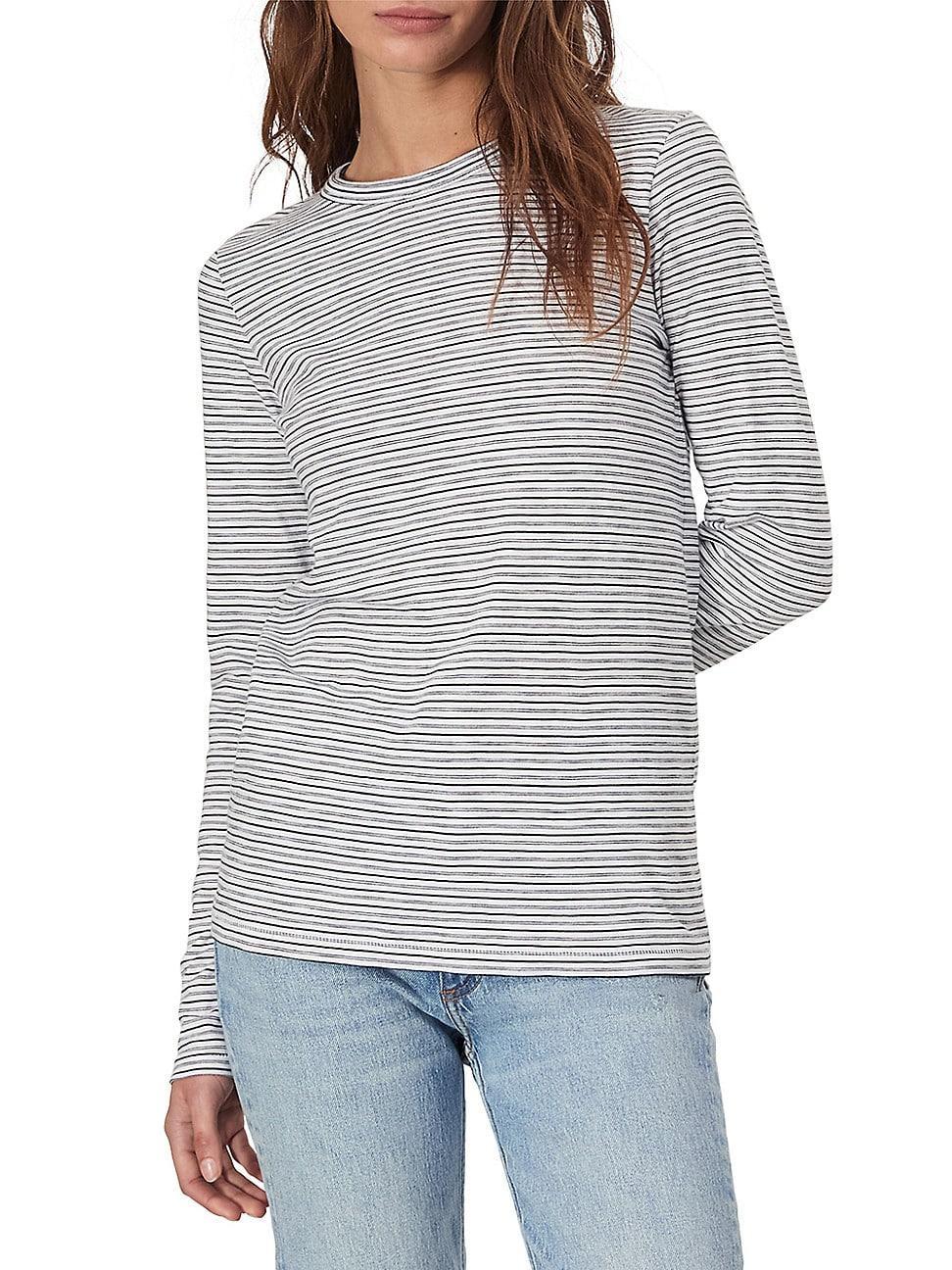 Womens Striped Cotton Long-Sleeve T-Shirt Product Image