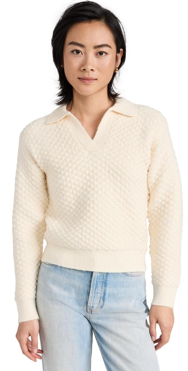 English Factory Textured V Neck Sweater Ivory XS Product Image