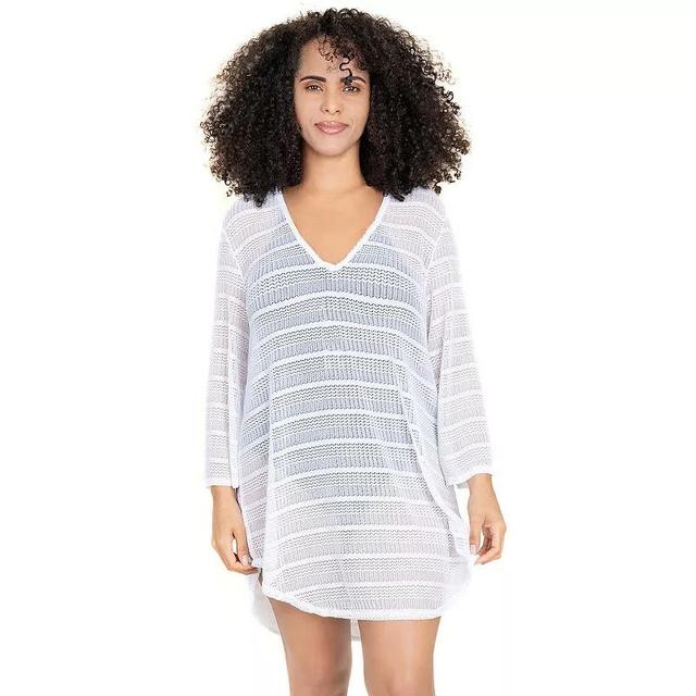 Plus Size Jordan Taylor Beachwear Shirttail Tunic V-Neck Cover Up, Womens Product Image