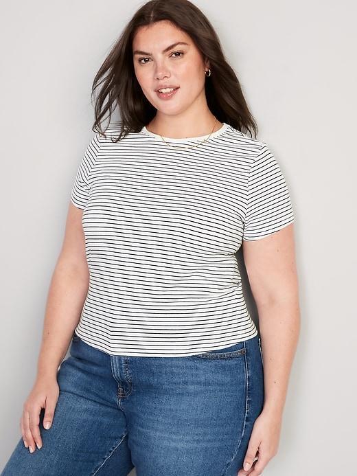 Striped Slim-Fit Crop T-Shirt Product Image