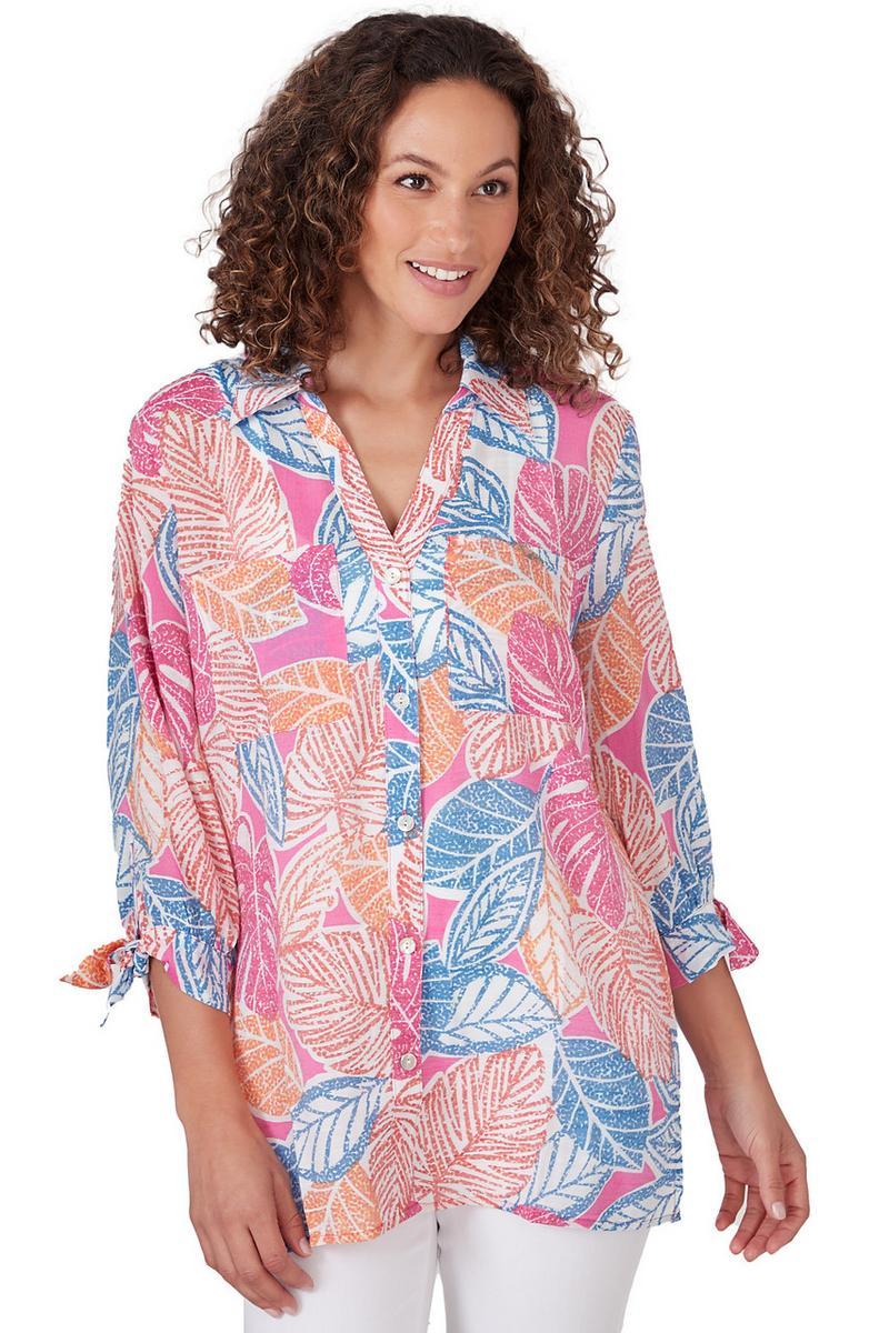 Silky Leaf Print Top Product Image