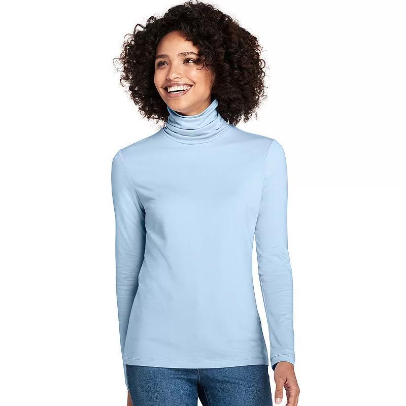 Womens Lands End Lightweight Fitted Turtleneck Radiant Blue Product Image