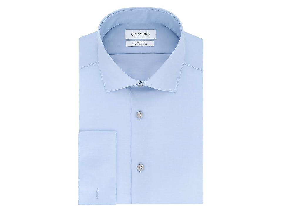 Calvin Klein Calvin Klein Men's Dress Shirt Slim Fit Non Iron Solid French Cuff (Blue) Men's Long Sleeve Button Up Product Image