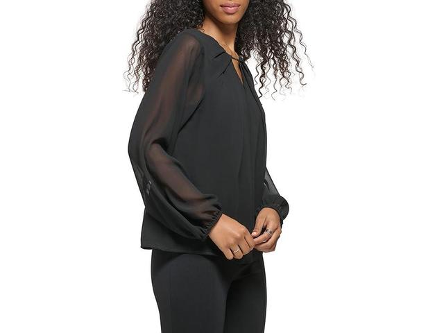 Calvin Klein Shirred Front Long Sleeve Women's Clothing Product Image