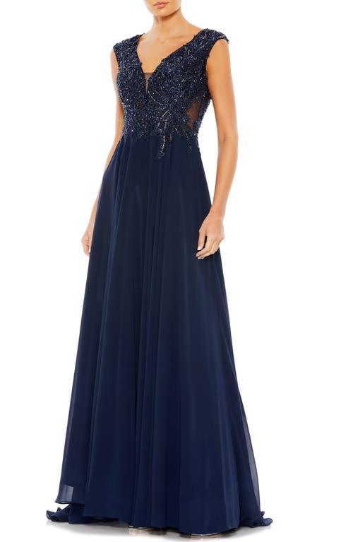 Mac Duggal Sequin Empire Waist Pleated Gown Product Image