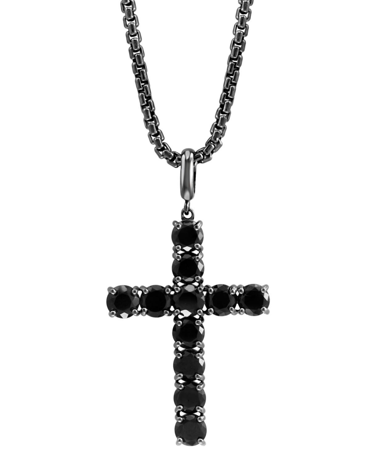 Effy Mens Black Spinel 22 Pendant Necklace in Black Rhodium-Plated Sterling Silver Product Image