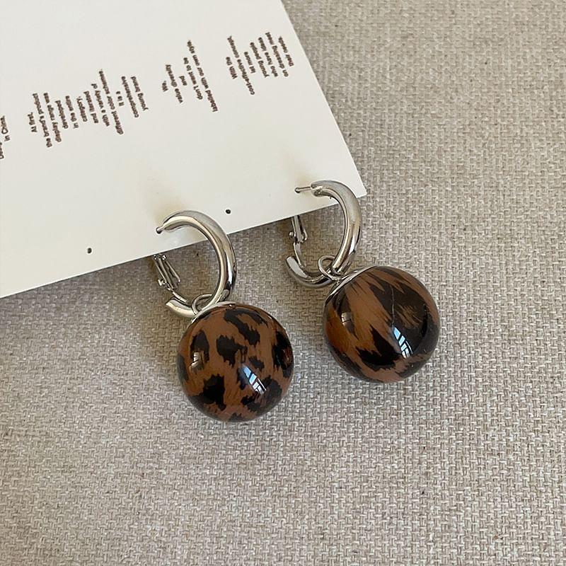 925 Sterling Silver Leopard Print Ball Drop Earring Product Image