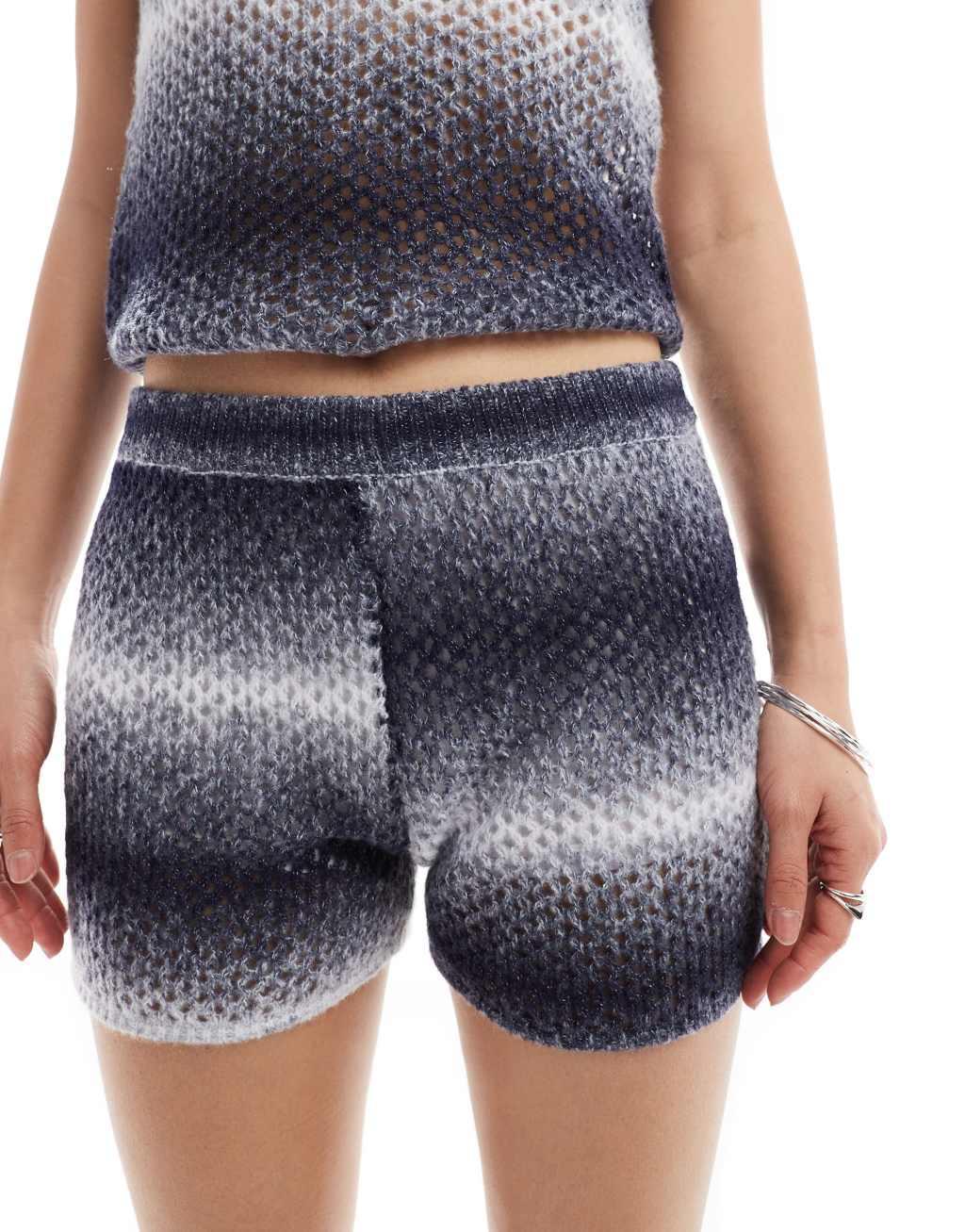 COLLUSION ombre knit shorts in gray - part of a set Product Image