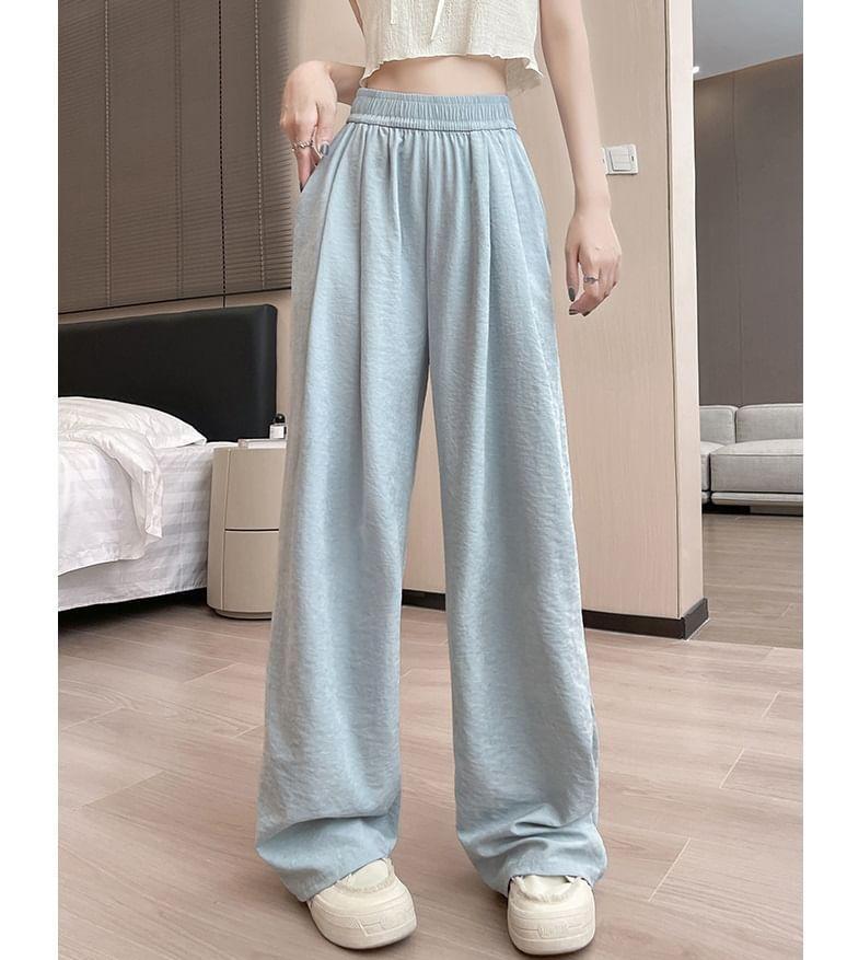 High Rise Plain Wide Leg Sweatpants Product Image