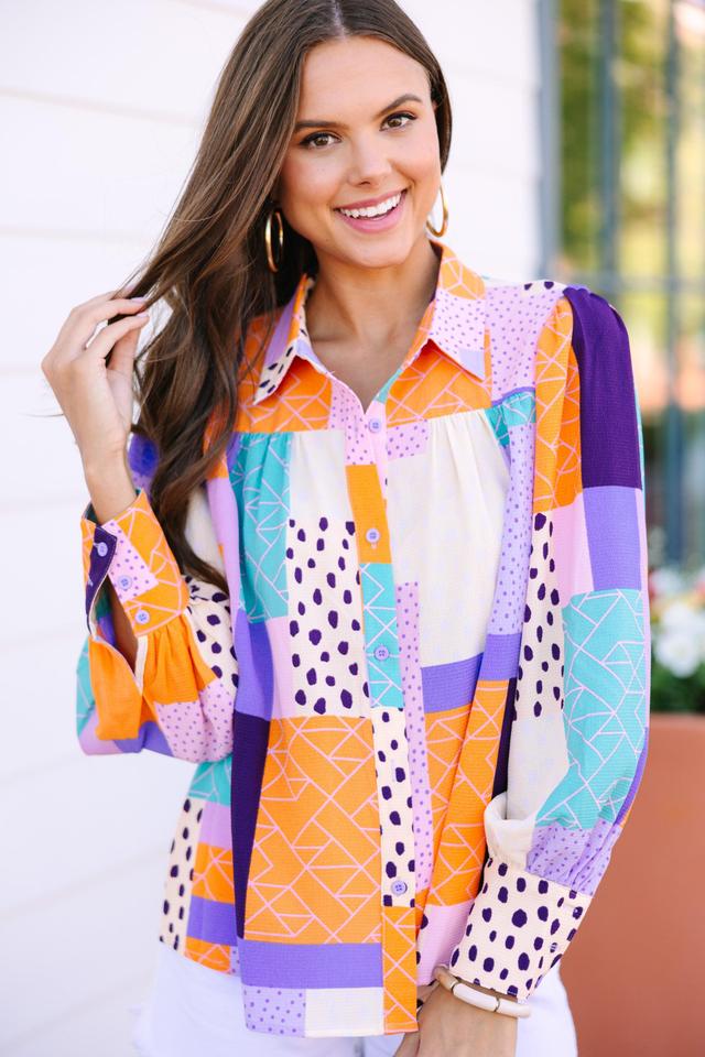 Do It All Lavender Purple Abstract Blouse Female Product Image