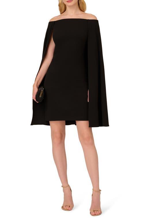 Adrianna Papell Off the Shoulder Long Sleeve Capelet Cocktail Dress Product Image