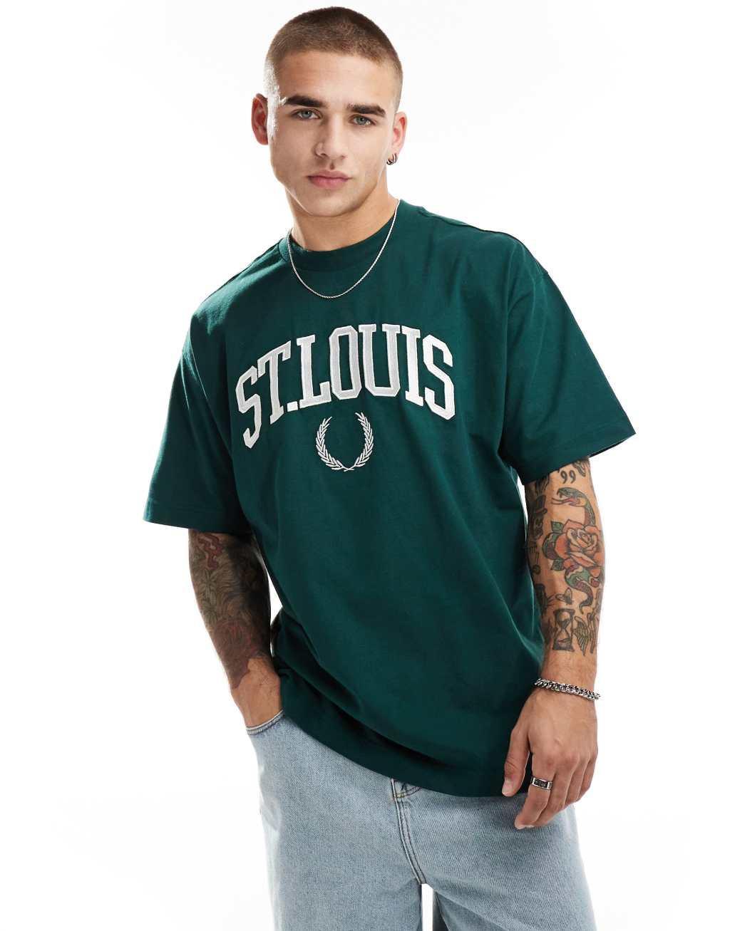 Cotton On box fit St Louis T-shirt in green Product Image