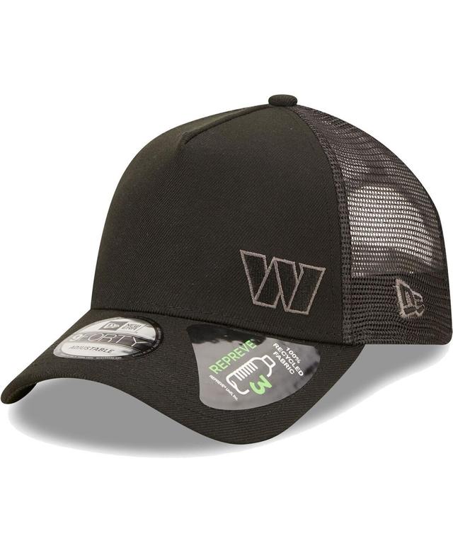 Mens New Era Black Washington Commanders Repreve A-Frame Trucker 9FORTY Snapback Hat Product Image