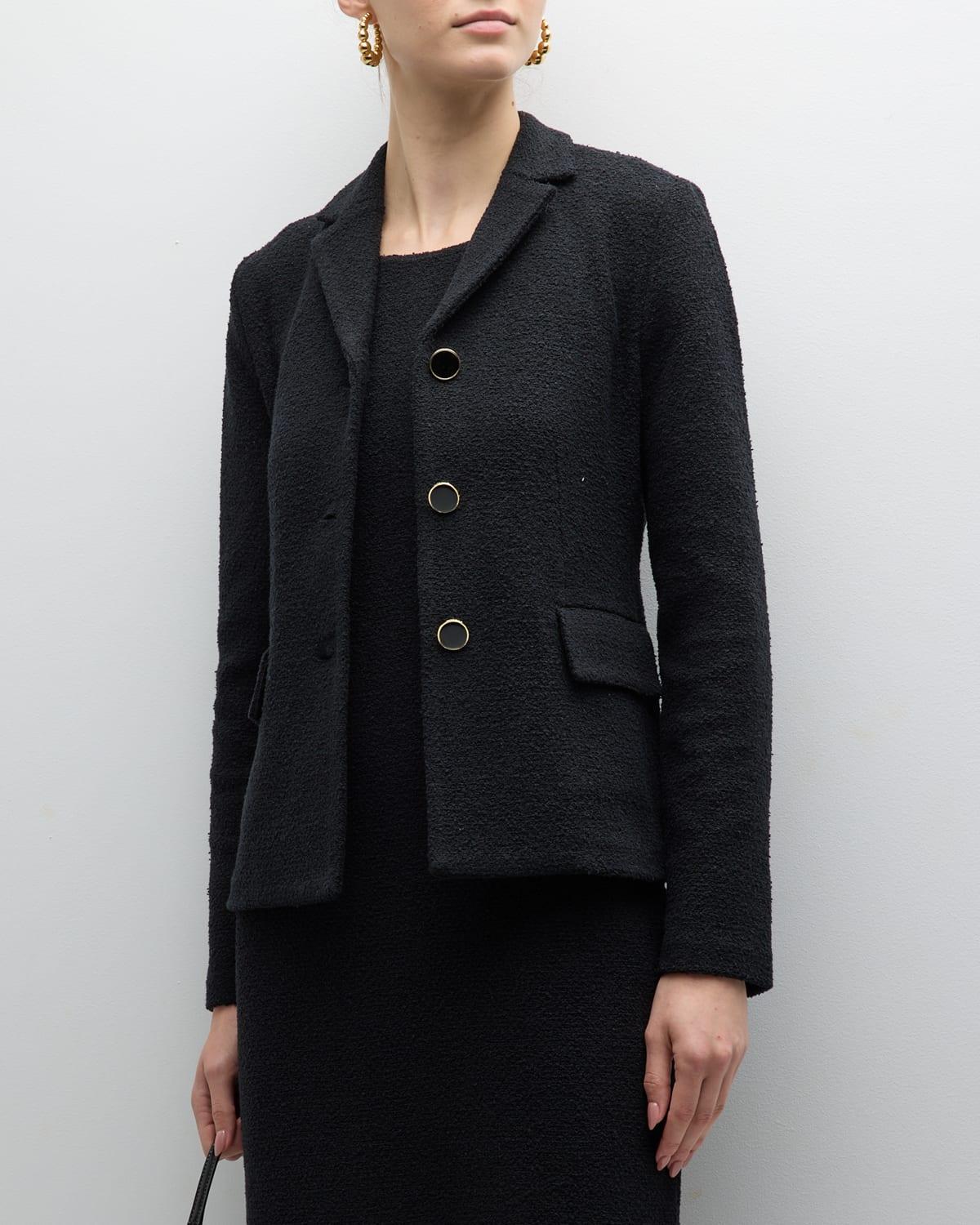 Compact Boucle Knit Notch-Collar Single-Breasted Jacket Product Image