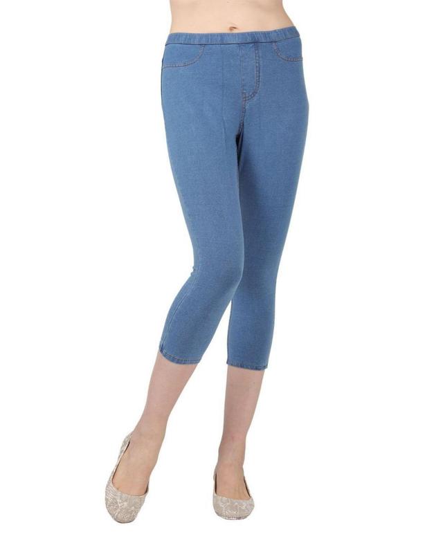 MeMoi Womens Priga Denim Cotton Capri Jean Leggings Product Image