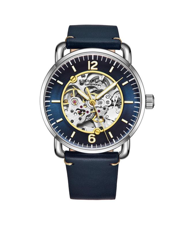 Stuhrling Mens Black Leather Strap Watch 42mm Product Image