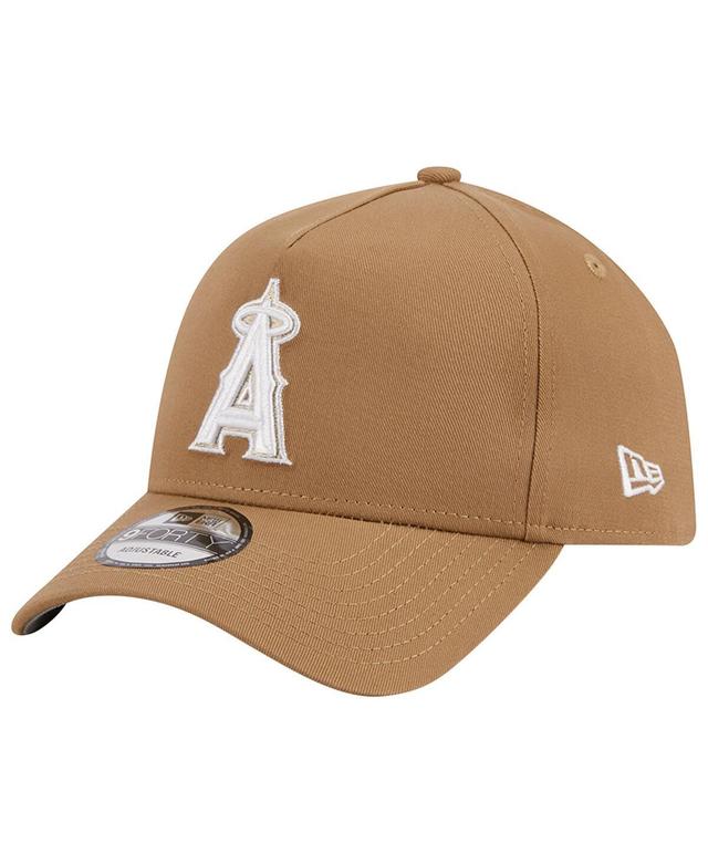 Mens New Era Khaki Los Angeles Angels A-Frame 9FORTY Adjustable Hat, Beig/Green Product Image