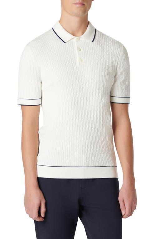 Bugatchi Tipped Rib Cable Stitch Polo Sweater Product Image