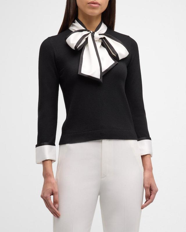 Womens Justina Combination Wool Bow Sweater Product Image