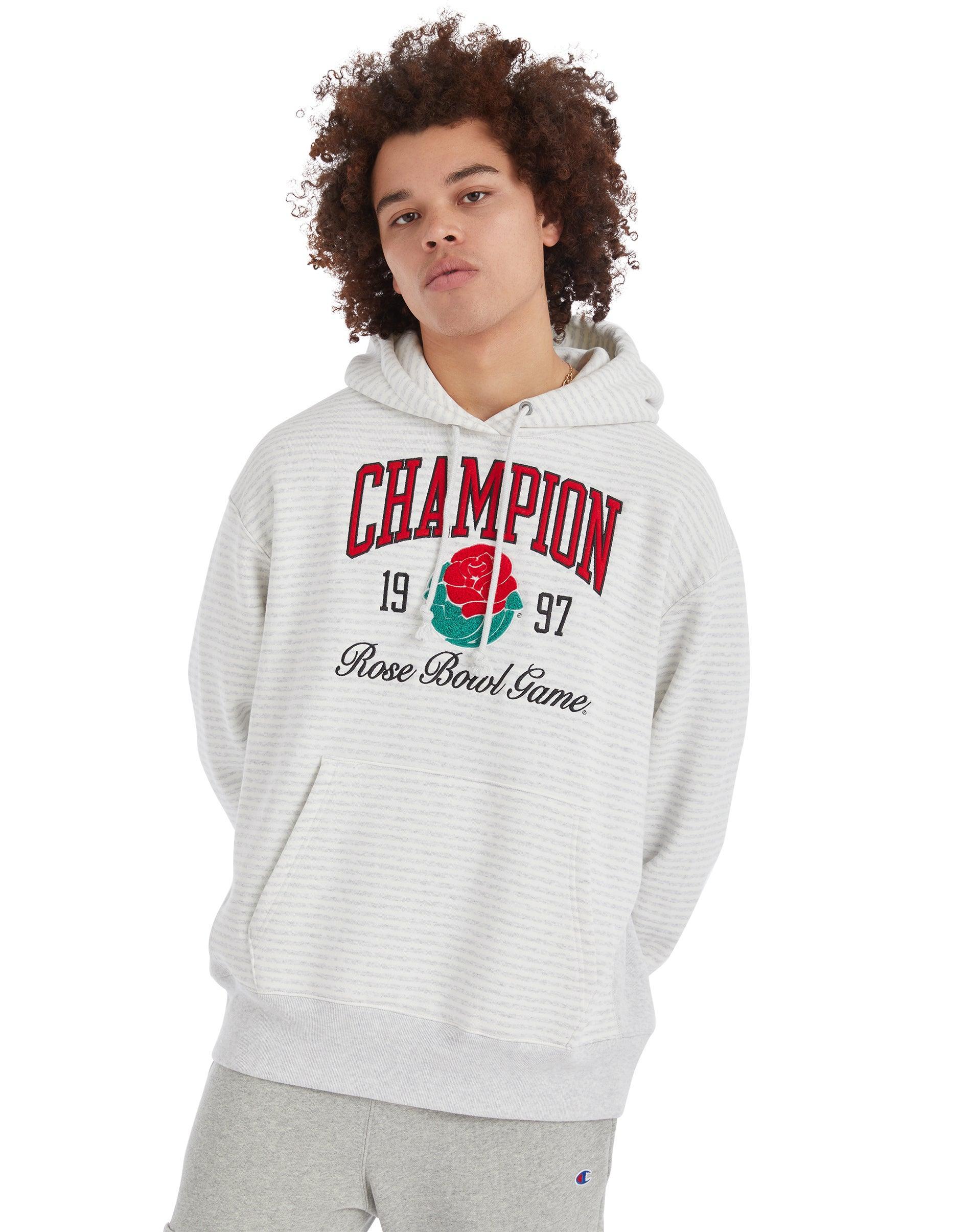 Mens Champion Arena Reverse Weave Hoodie, Rose Bowl Game Stripe Silver Grey S Product Image