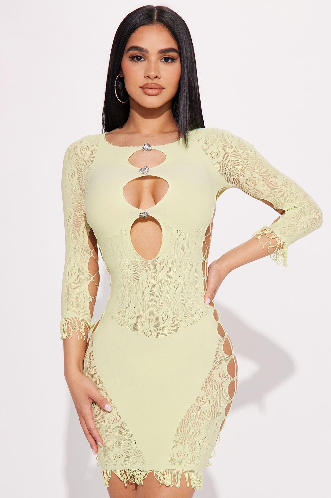 Sexy Love Seamless Mini Dress - Lime Product Image