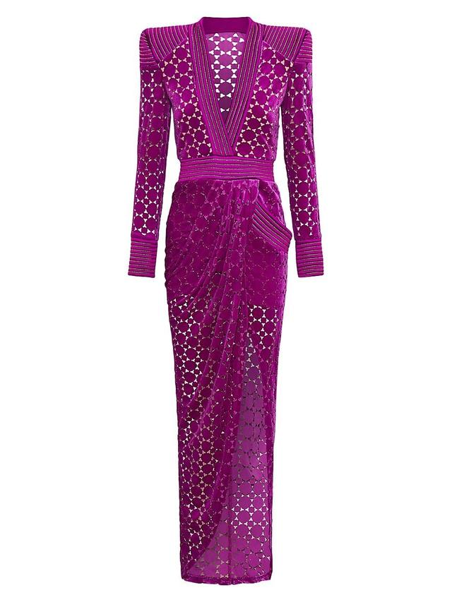 Womens Shadow Lounge Velvet & Metallic-Satin Gown Product Image