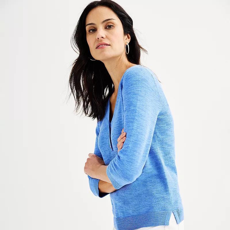 Womens Croft & Barrow 3/4-Sleeve Henley Pullover Shirt Product Image