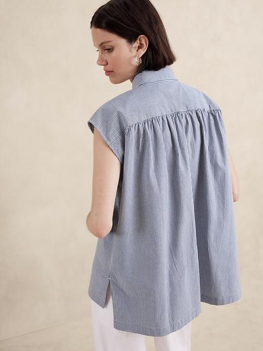 Oversized Poplin Shirred Shirt Product Image