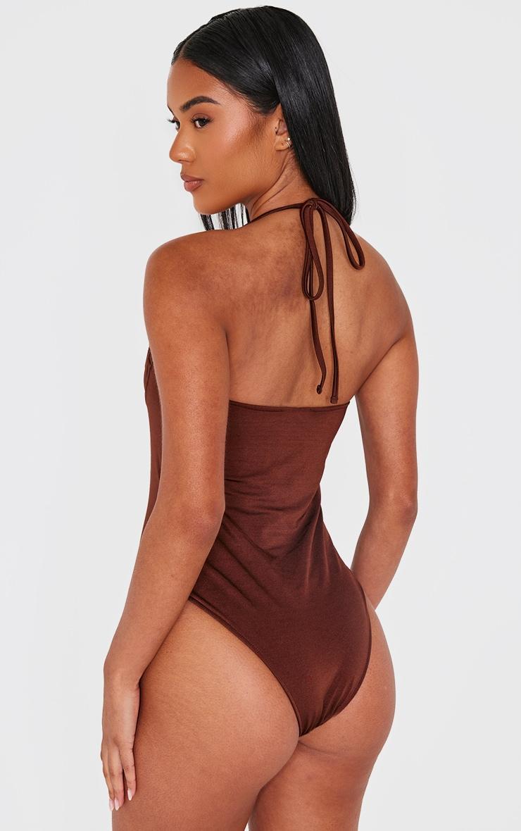 Chocolate Underwired Laced Cup Swimsuit Product Image