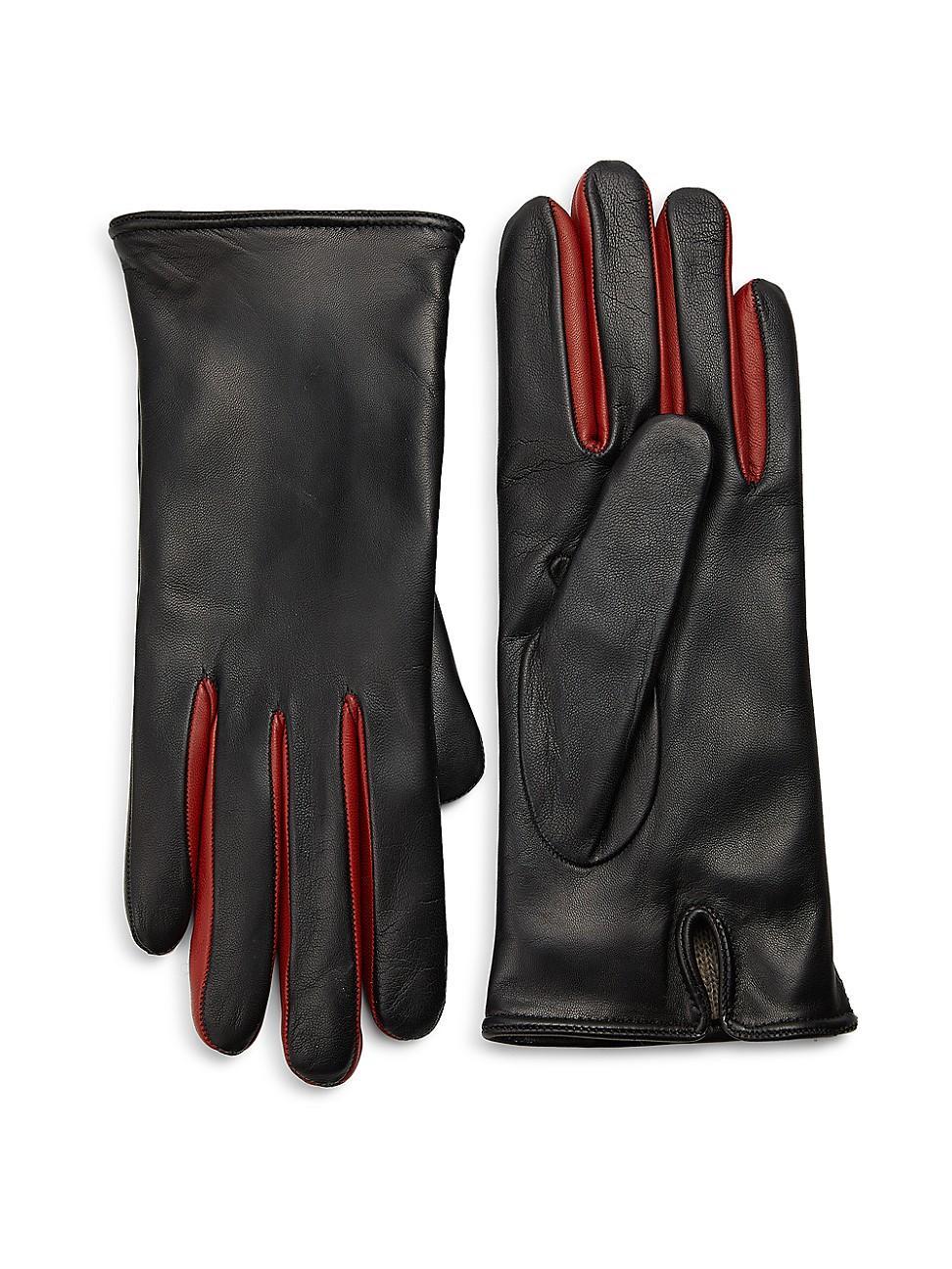 Womens Contrast-Fourchette Leather Gloves Product Image