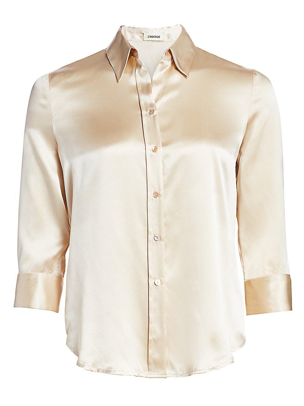 Womens Dani Three-Quarter Sleeve Silk Blouse - Petal - Size Medium Product Image