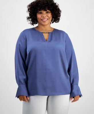 Plus Size Long-Sleeve Top, Created for Macy's  Product Image