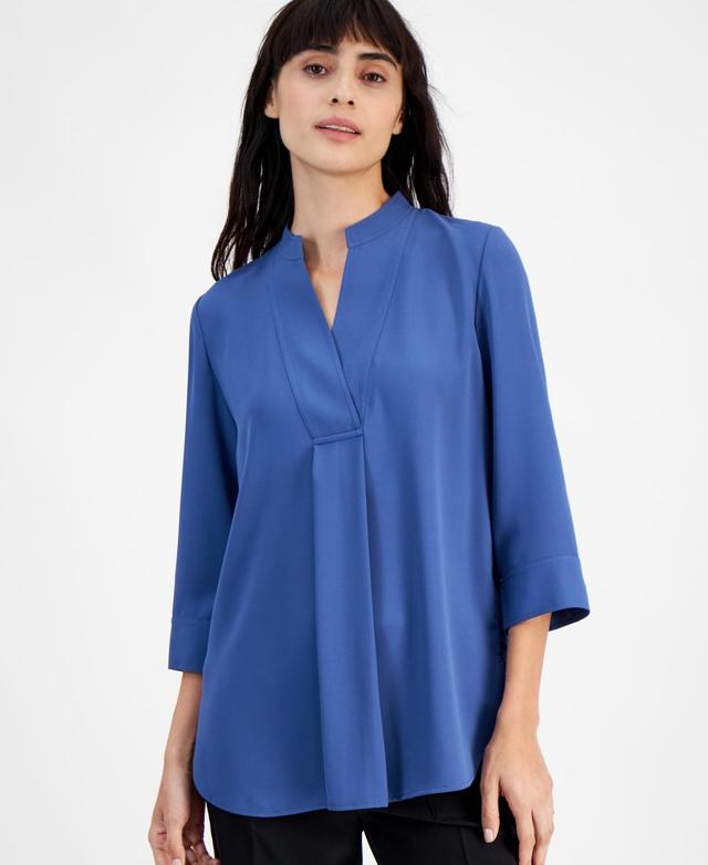 Anne Klein Womens Split-Neck 3/4-Sleeve Tunic Top Product Image