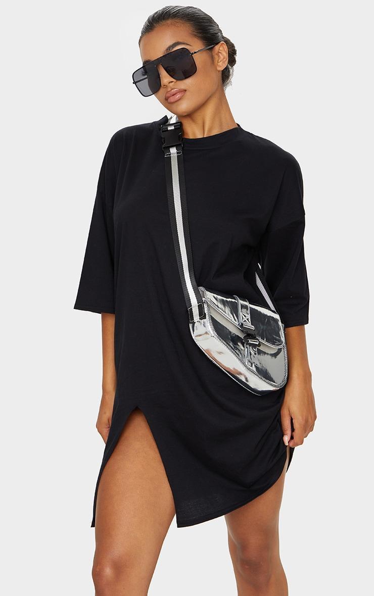 Black Split Oversized Boyfriend T Shirt Dress product image