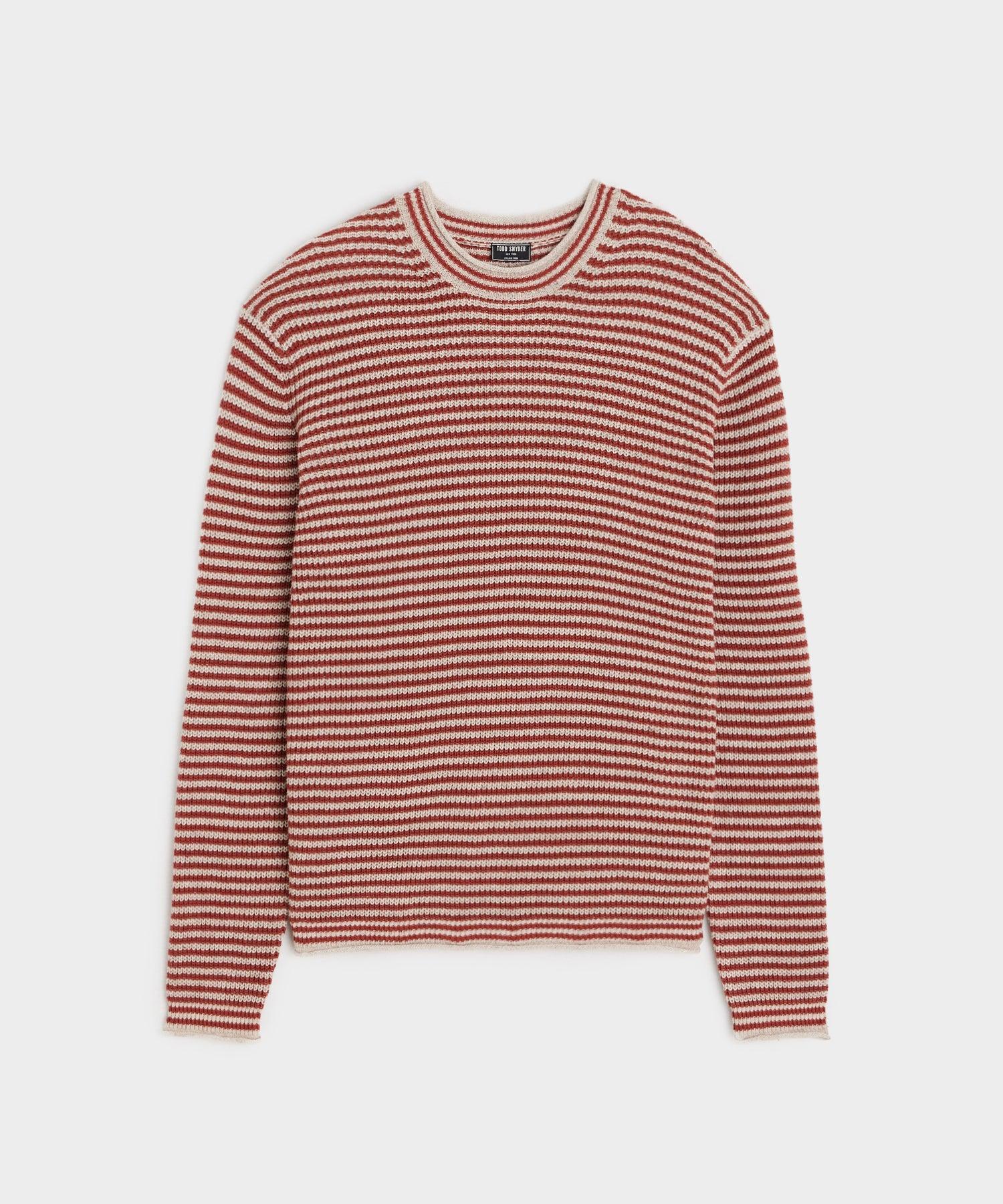 Linen-Cotton Crewneck in Barn Red Product Image