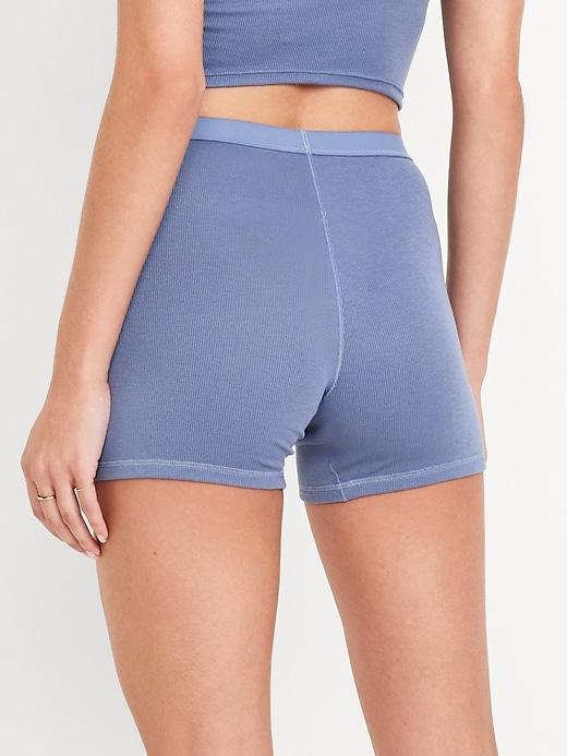 High-Waisted Ribbed Boyshort Briefs -- 3-inch inseam Product Image