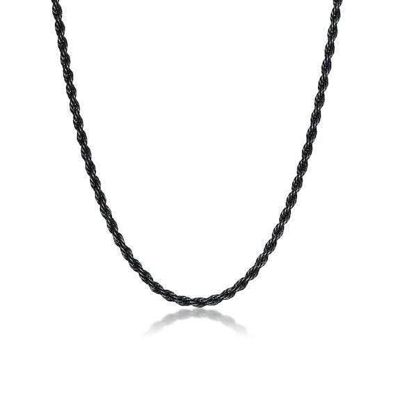 Men's 3.5mm Antique-Finish Rope Chain Necklace in Solid Stainless Steel with Black IP - 20" Product Image