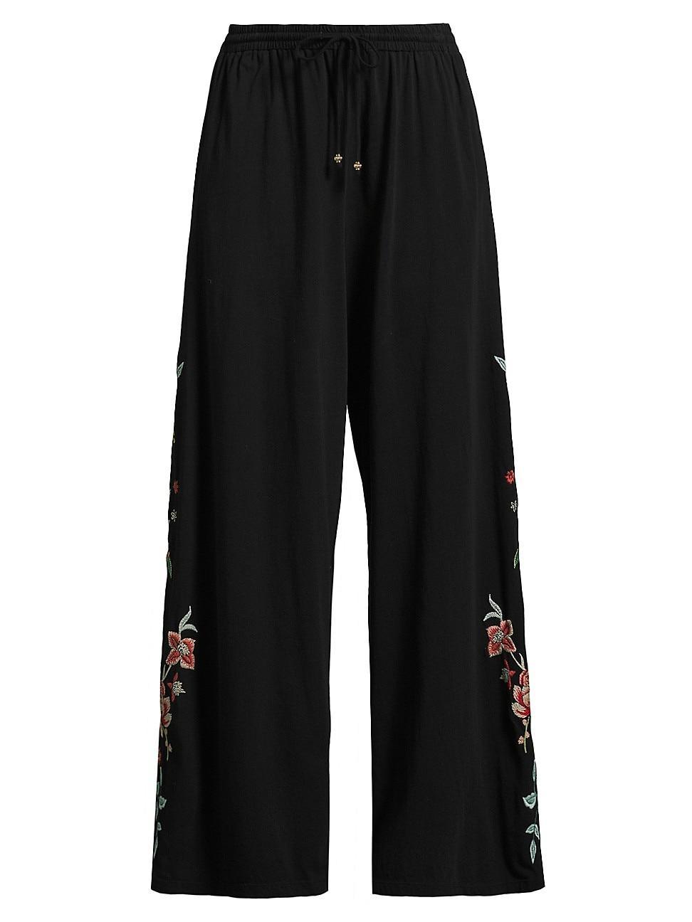 Womens Andrean Embroidered Cotton Pants Product Image