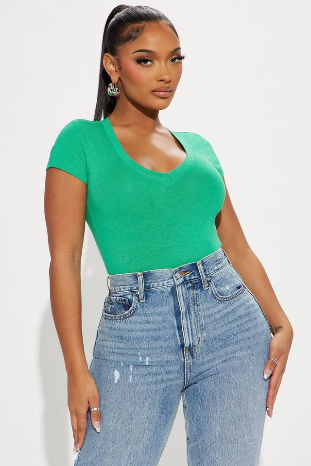 Ashley V-Neck Top - Kelly Green Product Image