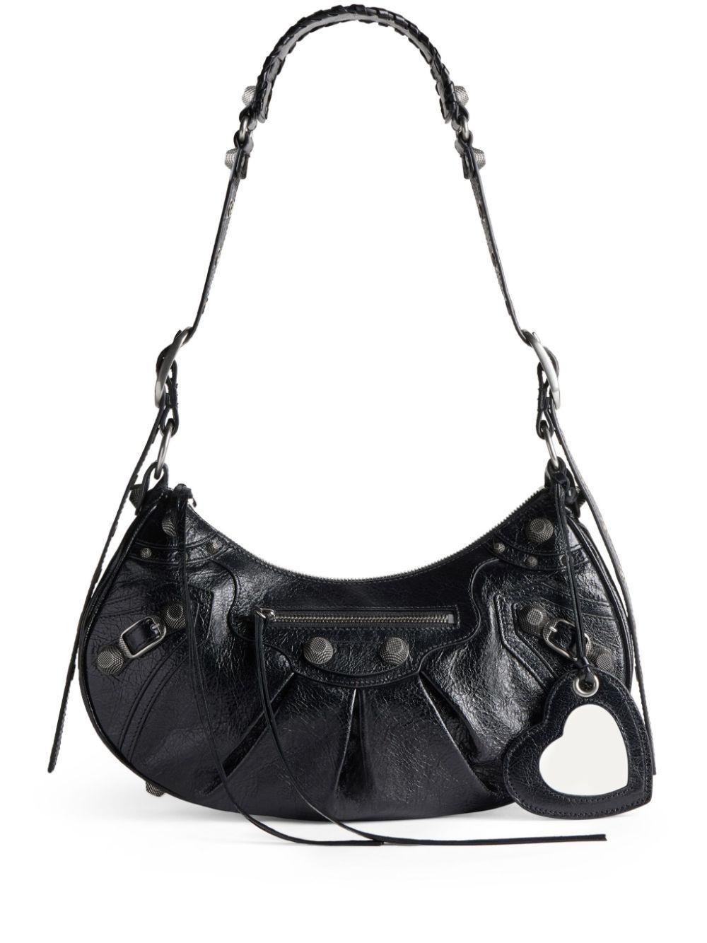 BALENCIAGA Le Cagole S Leather Shoulder Bag In Schwarz Product Image