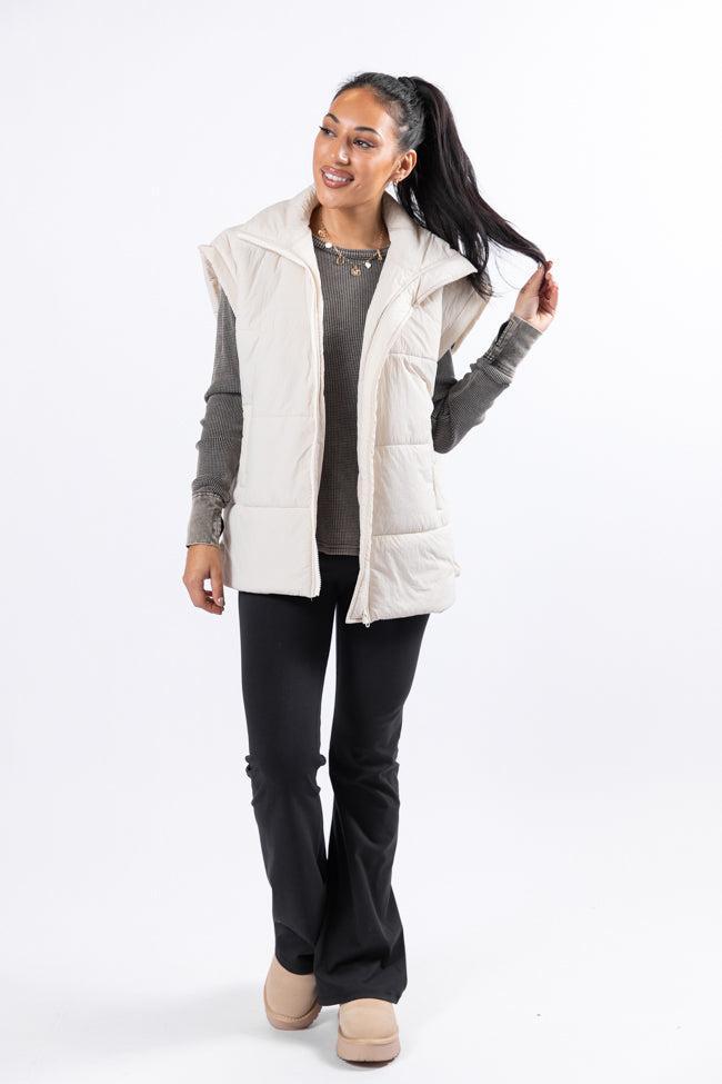 Best Bet Cream Oversized Puffer Vest Product Image